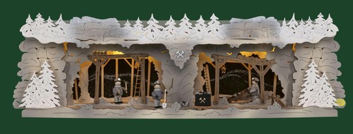 Schwibbogen bergbau beschneit - schwibbogen,